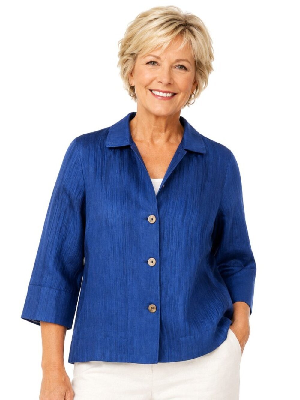 Jones New York Royal Blue Linen Jacket